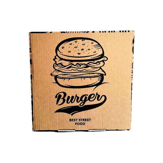 Scatole Box porta panino Burger | Hamburger da asporto | 16cm x 16cm altezza 12 Cm | R.F. Distribuzione