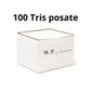 Posate Tris Set Bio - 100 Pezzi - Bianco - 1,2 KG - Forchetta Coltello Cucchiaio Tovagliolo Monovelo