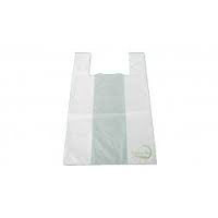 PZ 500 SACCHETTO MEDIO BIANCO DI PLASTICA BIOLOGICA 28 X 50 SACCHETTO SHOPPERS BORSA CON MANICO BUSTA PER ALIMENTI SHOPPER