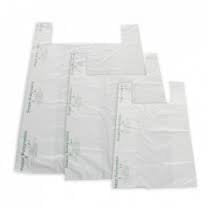 PZ 500 SACCHETTO MEDIO BIANCO DI PLASTICA BIOLOGICA 28 X 50 SACCHETTO SHOPPERS BORSA CON MANICO BUSTA PER ALIMENTI SHOPPER