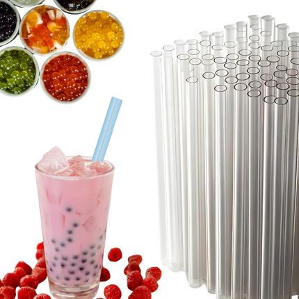 250 Cannucce Trasparenti 20 cm x 10 mm per Bubble Tea Bevande Calde e Bevande Fredde