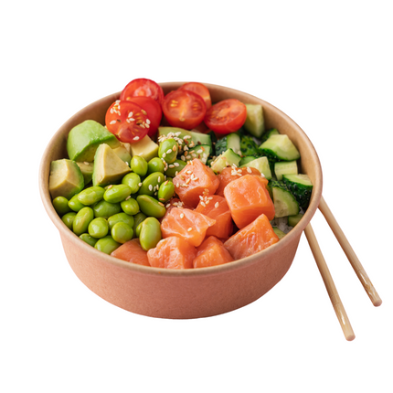 50 Contenitori Asporto Ciotole Take Away 740 ml con Coperchi - Colore Avana - Insalatiera, Sushi e Alimenti Caldi e Freddi