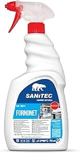 Sanitec, Fornonet, Detergente Alcalino Schiumogeno Super Concentrato per Forni, Grill e Piastre, Rimozione Rapida di Incrostazioni e Residui di Cottura, 100% Made in Italy, Flacone 750 ml
