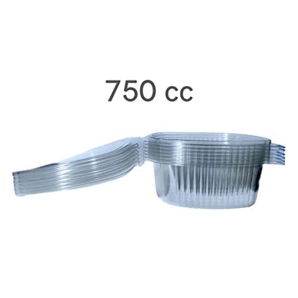 RFD Vaschette Plastica PET per Alimenti 750cc con Coperchio Trasparente Usa e Getta - 25 Pezzi