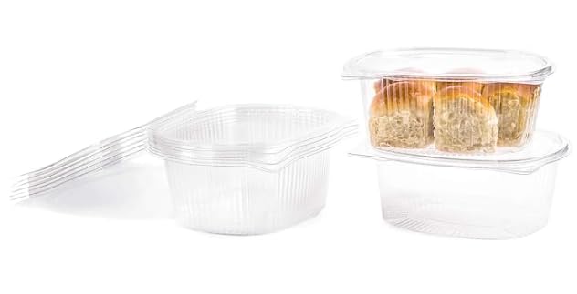 CONTITAL B07 | Contenitori per Alimenti 2000 CC con Coperchio a Cerniera | Vaschette Ovali Monouso in PET | Ideali per Take Away e Conservazione | Vaschette Plastica per Cibo da Asporto | 50 Pezzi