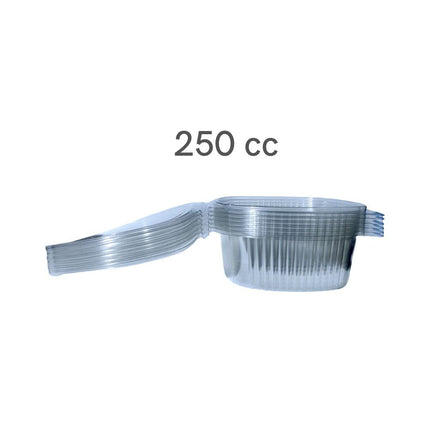 RFD Vaschette Plastica PET per Alimenti 250cc con Coperchio Trasparente - 100 Pezzi