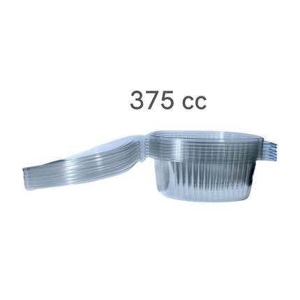 RFD Vaschette Plastica PET per Alimenti 375cc con Coperchio Trasparente - 100 Pezzi