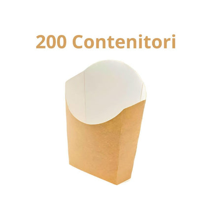 RFD Contenitori per Fritti Confezione 200 Scatole per Fritti - 13x5,5x13 cm 250 ML- Per Asporto Con Rivestimento anti Grasso Usa e Getta