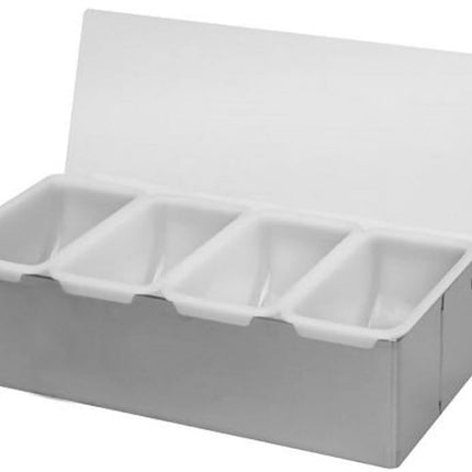 Scatola per condimenti in metallo a 4 scomparti, vassoio per frutta, per organizzazione della conservazione degli alimenti, bar, ristorante, attrezzatura accessoria