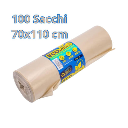 Sacchi Spazzatura Ambra 110L - Confezione da 100 buste- Ultra Resistenti 70x110cm, per Uso Industriale
