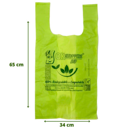 Buste Shopper 6 Kg con Manico - Biodegradabili Compostabili 34x65
