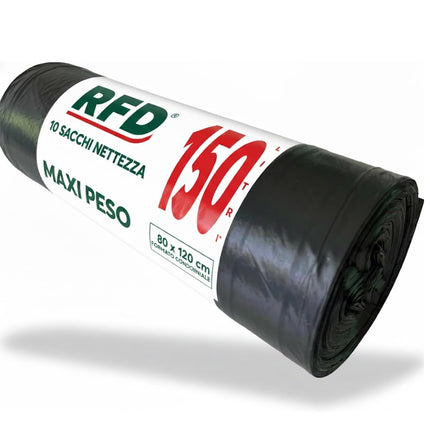 Sacchi Neri Spazzatura 90x120 cm - 40 Sacchi Grandi Resistenti XXL per Immondizia Condominiale e Indifferenziata - Buste Nere in Rotolo, Ultra Spesse e Antigoccia per Bidoni Grandi