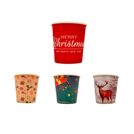 RFD 500 Pz Bicchieri Caffe di Carta Fantasia Natale Biodegradabili Biocompostabili Tazzine 75 ml - Made in Italy