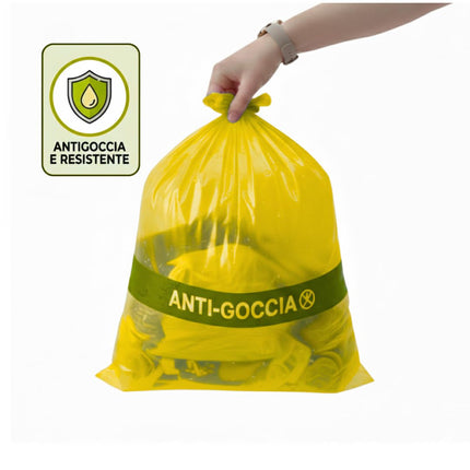 RFD 60 Sacchi Spazzatura 55x65 cm con MANIGLIE, 4 Rotoli da 15 Buste, Alta Resistenza Antigoccia, Formato 40 Litri per Raccolta Differenziata, AZZURRI, Ideale per Casa e Ufficio