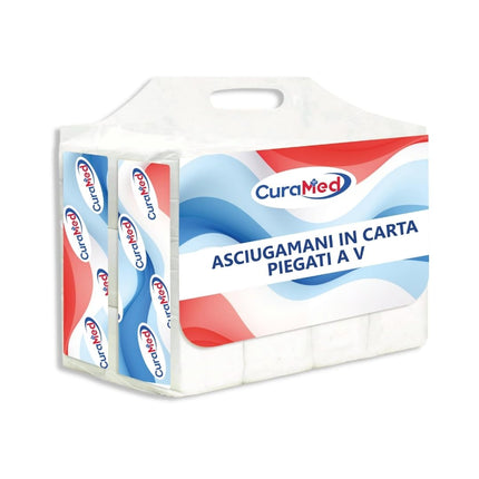 ASCIUGAMANI DI CARTA PIEGATI A V PER DISPENSER, C E Z, MONOUSO 12 CONF. 250 PZ (Totale 3.000 pz) – Originale Cura Farma