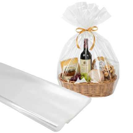 RFD | Fogli Cellophane Trasparenti Professionali, 25 pz | Carta Trasparente per Cesti Regalo, Fiori e Confezioni Alimentari | fogli Cellofan Extra-Large 100x130 cm, Spessore Premium