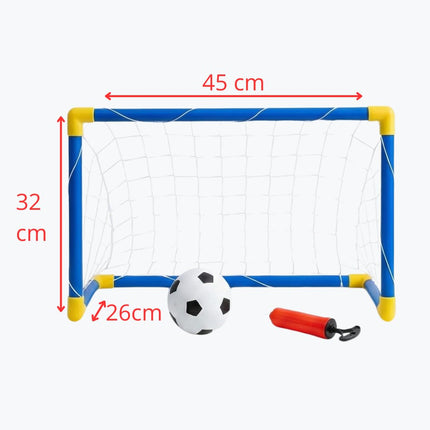 Porta da Calcio per Bambini con Palla e Pompa, 45x32x26 cm, per Interno ed Esterno, Giardino - Regalo di Natale