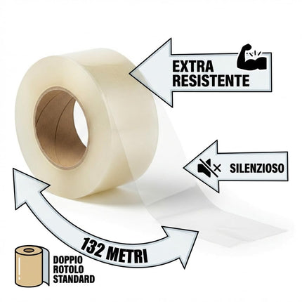 RFD Nastro Adesivo Trasparente 12 Rotoli x 132m (1584m Totali) - Nastro da Imballaggio Extra Lungo per Pacchi e Spedizioni - Alta Qualità Made in Italy - Forte Adesione, Silenzioso e Resistente