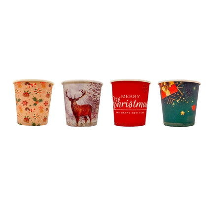 RFD 500 Pz Bicchieri Caffe di Carta Fantasia Natale Biodegradabili Biocompostabili Tazzine 75 ml - Made in Italy