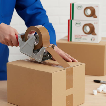 RFD Set 6 Rotoli Nastro Adesivo Marrone da Imballaggio 50mm x 66m – Alta Resistenza e Srotolamento Silenzioso – Ideale per Scatole, Traslochi e Spedizioni Professionali – Anti-Invecchiamento