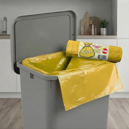 RFD 60 Sacchi Spazzatura 55x65 cm con MANIGLIE, 4 Rotoli da 15 Buste, Alta Resistenza Antigoccia, Formato 40 Litri per Raccolta Differenziata, AZZURRI, Ideale per Casa e Ufficio