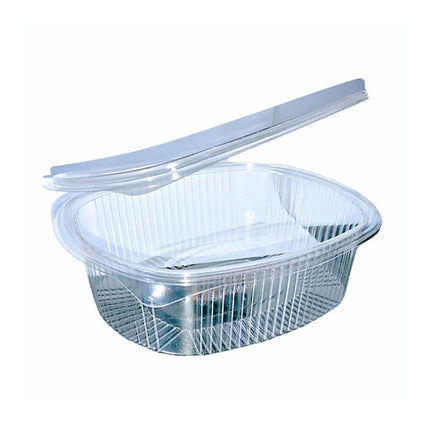 RFD Vaschette Plastica PET per Alimenti 375cc con Coperchio Trasparente - 100 Pezzi