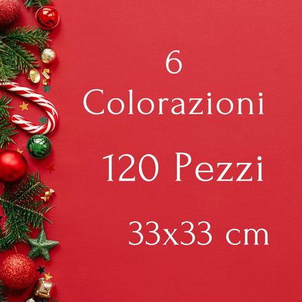 Tovaglioli Natalizi di Carta Decorazioni Natale Colorati 120 Pezzi 6 Confezioni 33x33 cm fantasia natale per la tua tavola, ideali per feste ed eventi