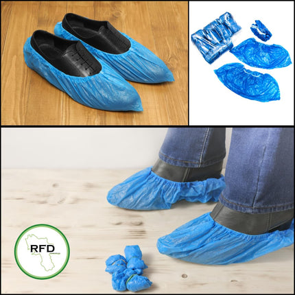 100 Copriscarpe Monouso Resistenti e Impermeabili - in CPE, Resistenti, Antiscivolo e Impermeabili - Ideali per Uso Domestico, Professionale e Industriale