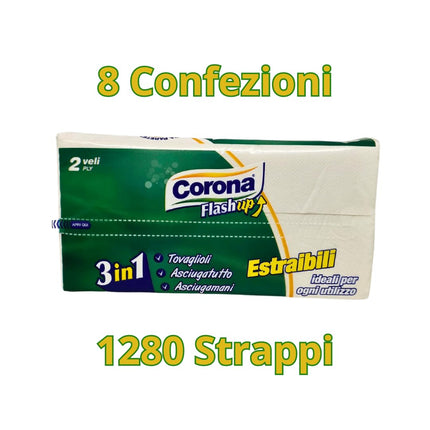 Asciugamani di carta Doppio velo 21x21 - Offerta 1280 Strappi - 3 in 1 Tovaglioli Asciugatutto Asciugamani Estraibili