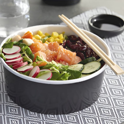 RFD Contenitori per alimenti con coperchio da asporto 24 Pezzi per insalata e alimenti, Bowl in carta rotondo per asporto Bowl cibo insalate riso pokè pasta