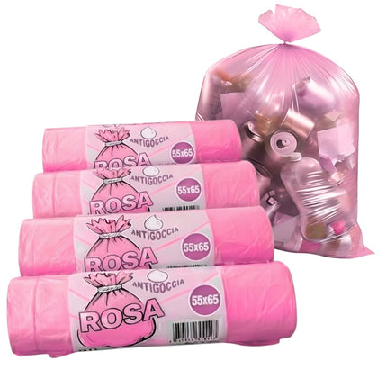 RFD 60 Sacchi Spazzatura 55x65 cm con MANIGLIE, 4 Rotoli da 15 Buste, Alta Resistenza Antigoccia, Formato 40 Litri per Raccolta Differenziata, AZZURRI, Ideale per Casa e Ufficio