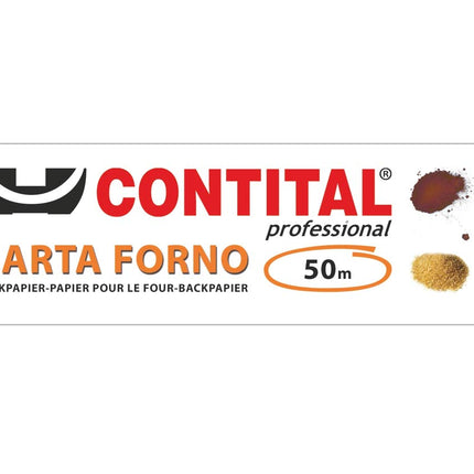 CONTITAL Rotolo Professionale Carta Forno per Alimenti con astuccio, larghezza 40 cm, 50 metri
