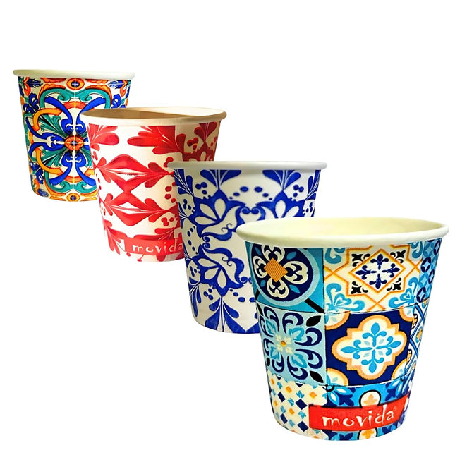 RFD 1000 Pz Bicchieri Caffe di Carta fantasia AMALFI - Biodegradabili Biocompostabili Tazzine 75 ml - Made in Italy