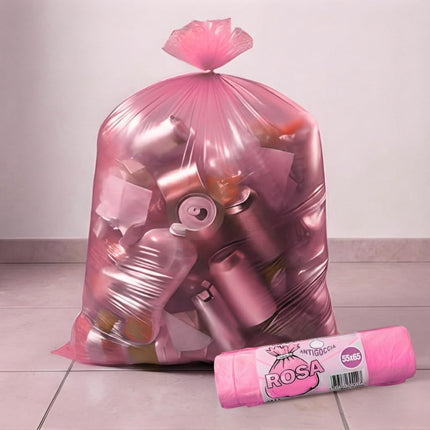RFD 60 Sacchi Spazzatura 55x65 cm con MANIGLIE, 4 Rotoli da 15 Buste, Alta Resistenza Antigoccia, Formato 40 Litri per Raccolta Differenziata, AZZURRI, Ideale per Casa e Ufficio