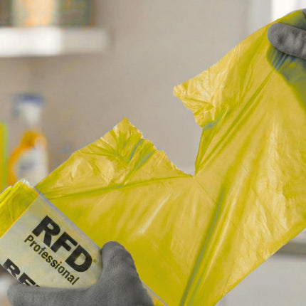 RFD 60 Sacchi Spazzatura 55x65 cm con MANIGLIE, 4 Rotoli da 15 Buste, Alta Resistenza Antigoccia, Formato 40 Litri per Raccolta Differenziata, AZZURRI, Ideale per Casa e Ufficio