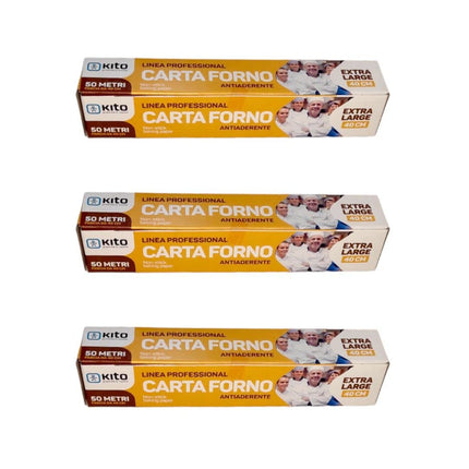 Carta Forno 3 Rotoli 50mt Professionale Antiaderente per Friggitrice ad aria - Forni - Microonde - 50 Metri (Lunghezza) x 40 cm (Larghezza)