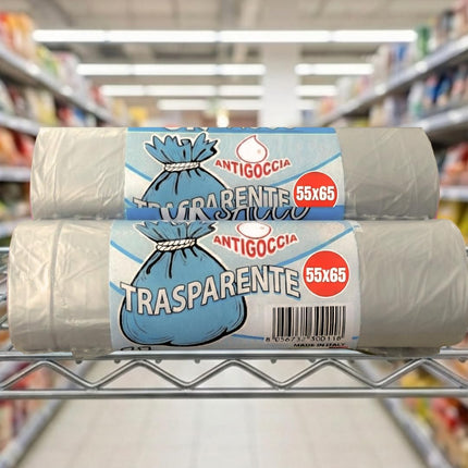 RFD 60 Sacchi Spazzatura 55x65 cm con MANIGLIE, 4 Rotoli da 15 Buste, Alta Resistenza Antigoccia, Formato 40 Litri per Raccolta Differenziata, AZZURRI, Ideale per Casa e Ufficio