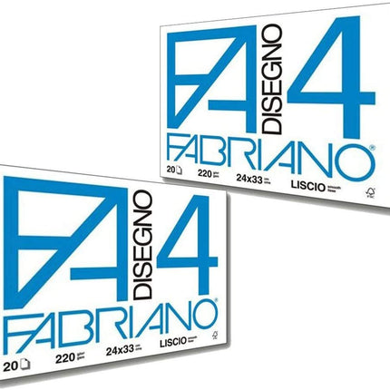Fabriano F4 Liscio Album da Disegno, 24 x 33 cm, Set da 2 Blocchi