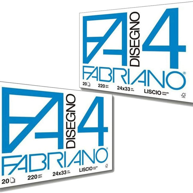 Fabriano F4 Liscio Album da Disegno, 24 x 33 cm, Set da 2 Blocchi