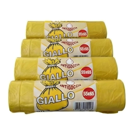 RFD 60 Sacchi Spazzatura 55x65 cm con MANIGLIE, 4 Rotoli da 15 Buste, Alta Resistenza Antigoccia, Formato 40 Litri per Raccolta Differenziata, AZZURRI, Ideale per Casa e Ufficio