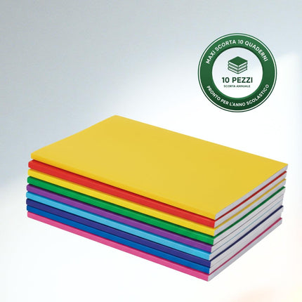 RFD | MAXI Set 10 Quaderni A4 a Righe (21Cm X 29,7Cm) - Rigatura 1R (Senza Margini) – Carta 80G/Mq Anti-Trasparenza – Pacco Quaderni Scorta Scuola Superiore e Media