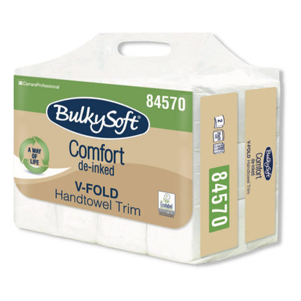 ESSENTIALS Asciugamani ripiegati a C o a V - 2 veli - bianco - 12 cf da 250 pz Totale 3000 pz ecolabel
