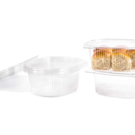 CONTITAL B07 | Contenitori per Alimenti 2000 CC con Coperchio a Cerniera | Vaschette Ovali Monouso in PET | Ideali per Take Away e Conservazione | Vaschette Plastica per Cibo da Asporto | 50 Pezzi