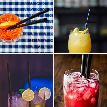 Cannucce nere 15 cm 1000 Pezzi Riutilizzabili in Lignina - Cannucce per alimenti per Bicchieri Bevande Cocktail - NO PLASTICA - Made in Italy
