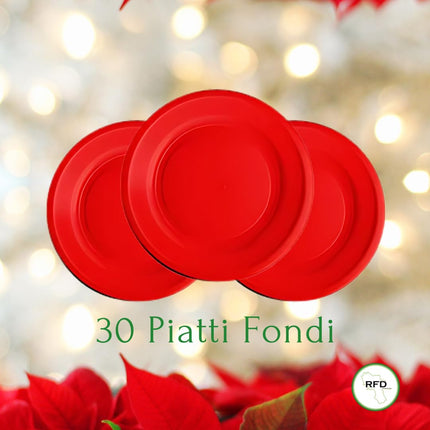 Set Tavola Natalizio - 50 Piatti Piani, 30 Fondi Rossi, 40 Tovaglioli Fantasia Natale, 50 Bicchieri - Perfetto per Feste e Pranzi di Natale!