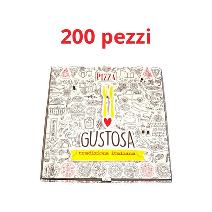 RFD Scatole per pizza box in cartone 200 pz da 33x33 H 3,5 cm per asporto di pizza cibi caldi e freddi
