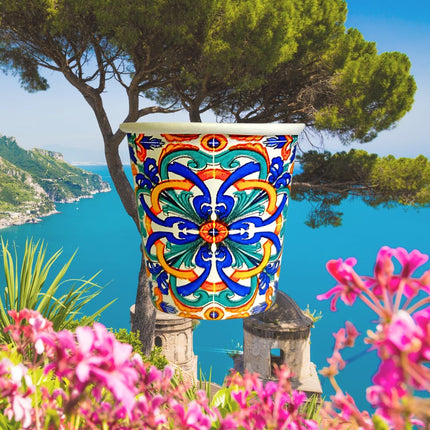 RFD 500 Pz Bicchieri Caffe di Carta fantasia AMALFI - Biodegradabili Biocompostabili Tazzine 180 ml - Made in Italy
