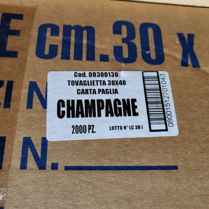 2000 Tovagliette 30x40 cm. carta paglia CHAMPAGNE RISTORANTE APERITIVO HAPPY HOUR PAPER