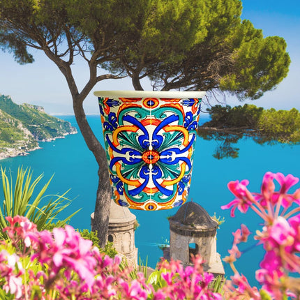 RFD 500 Pz Bicchieri Caffe di Carta fantasia AMALFI - Biodegradabili Biocompostabili Tazzine 75 ml - Made in Italy