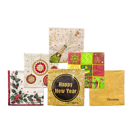 Tovaglioli Capodanno di Carta Decorazioni Capodanno Colorati 120 Pezzi 6 Confezioni 33x33 cm fantasia Feste di Natale per la tua tavola, ideali per feste ed eventi